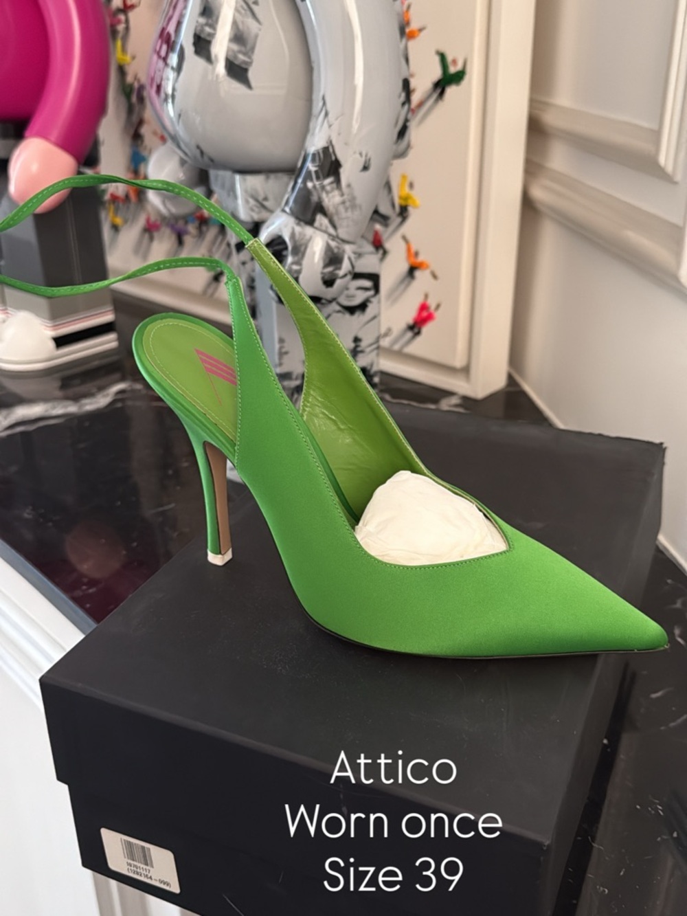 The Attico Neon Green Pointed Slingback Pump